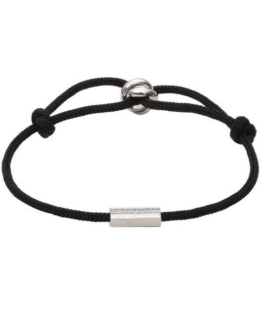 Black Rope Sterling Silver Trinity Bracelet