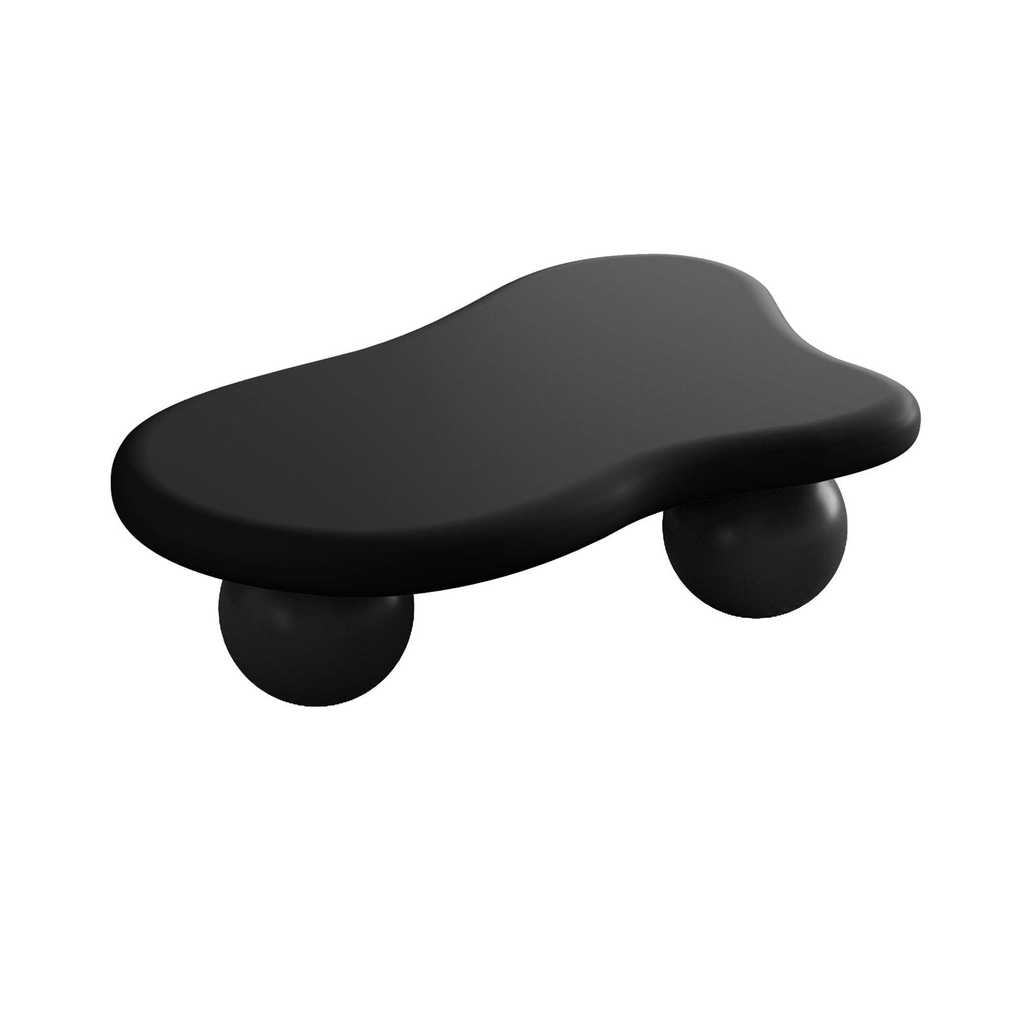 47" Cloud Shaped Coffee Table with 3 Ball Legs, Black