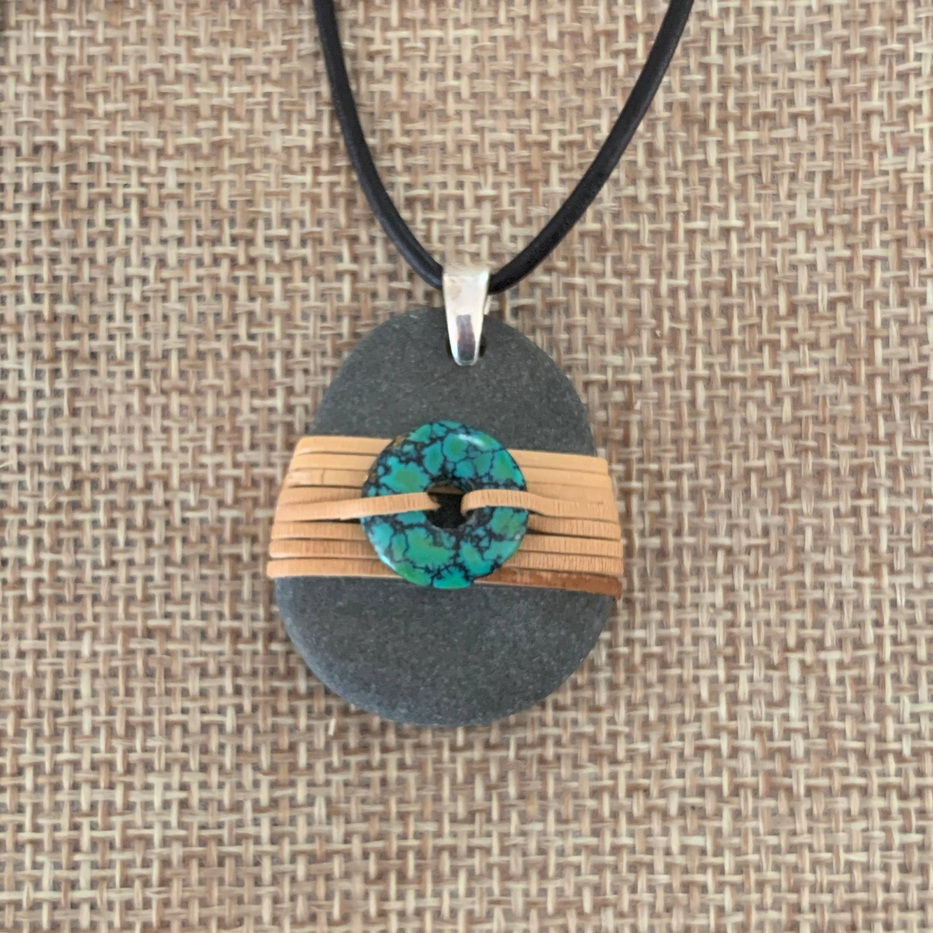 Turquoise Bead Wrappedrockz Necklace