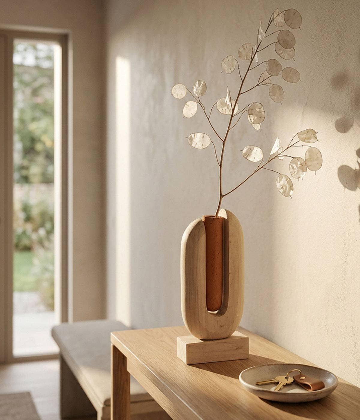 Arched Wood Vase, Pale