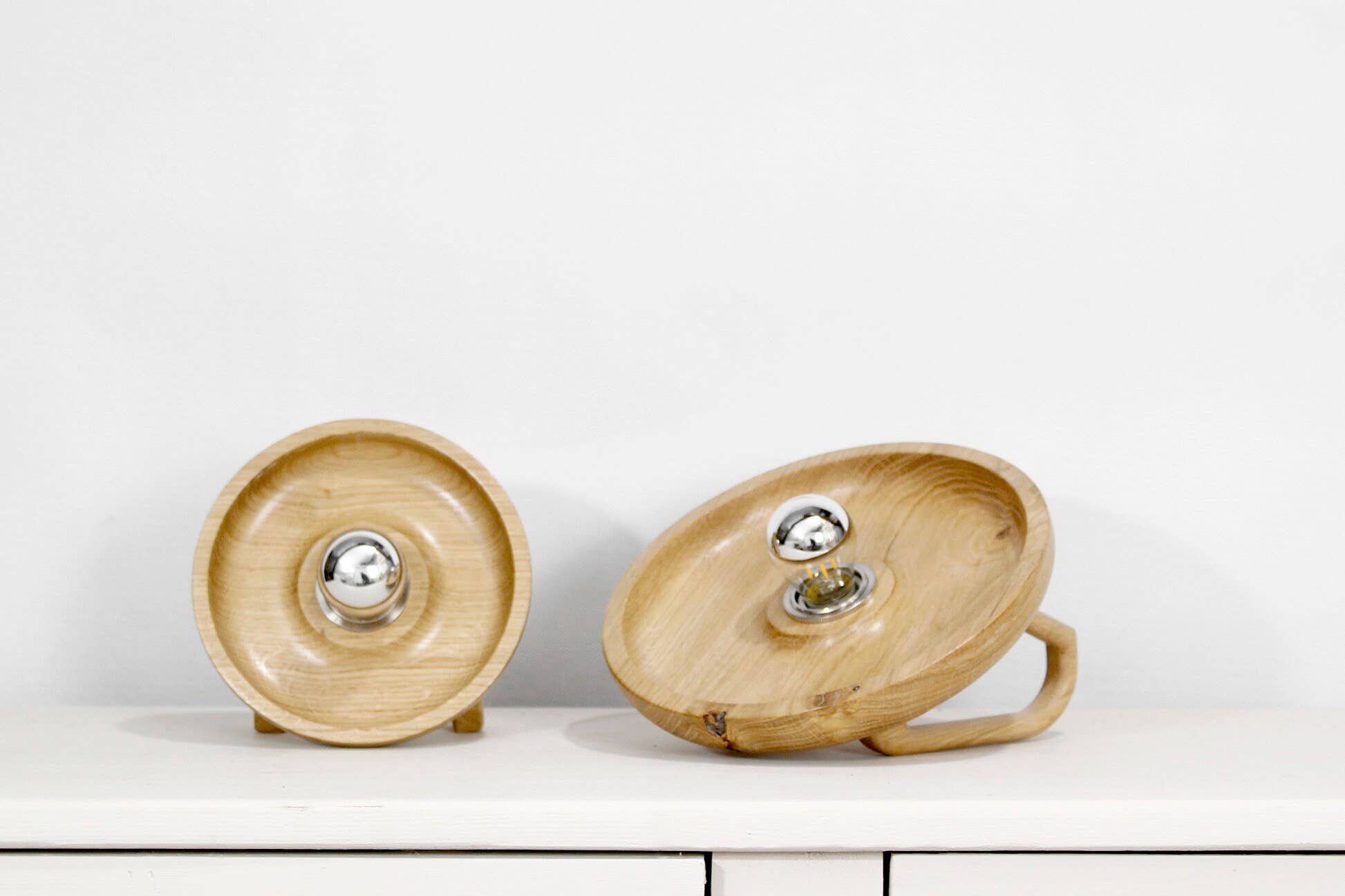 "Cratère" Oak Table Lamp.