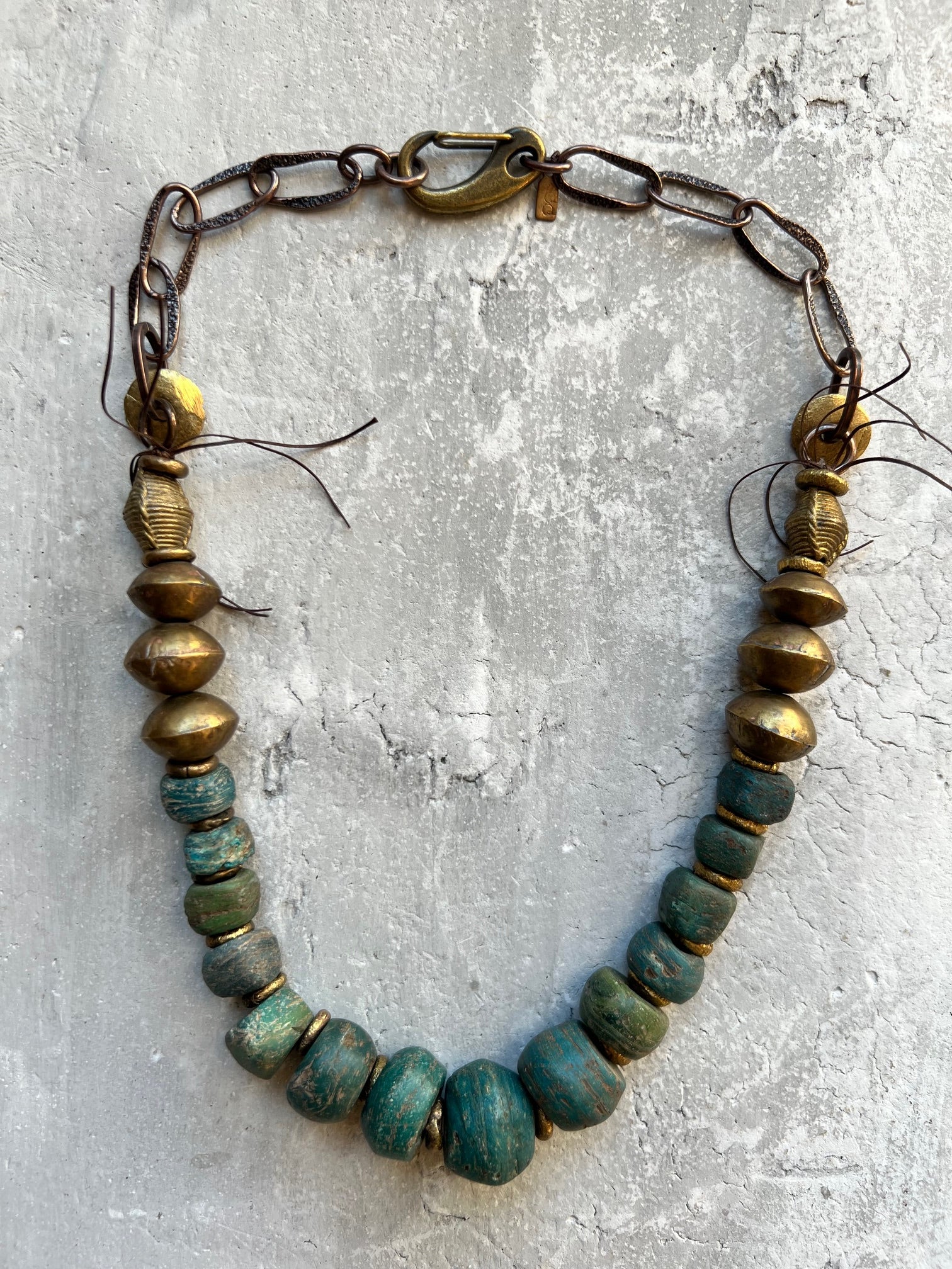 Teal Hebron Bead Necklace