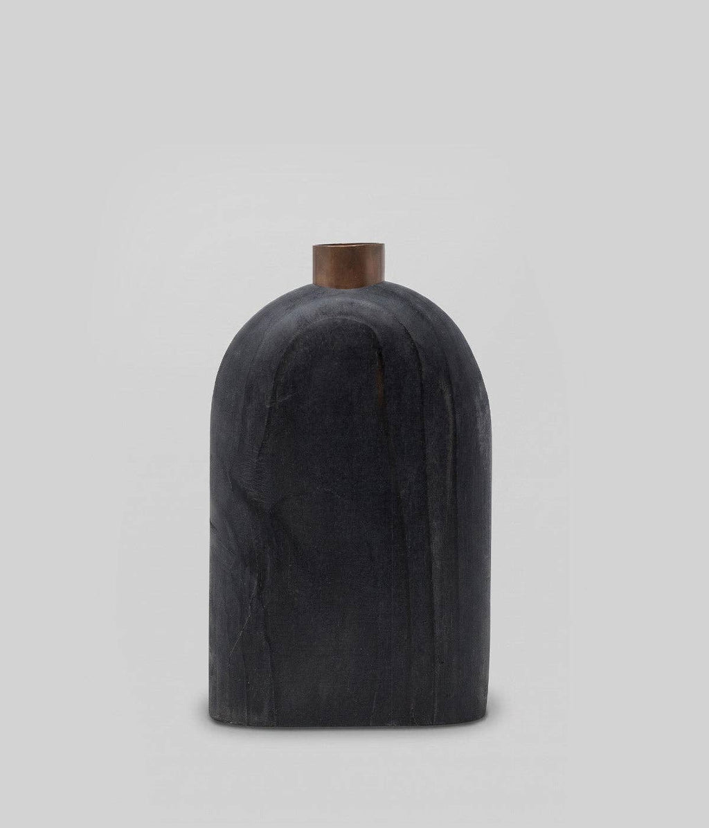 Sculptural Loop Wood Candle Holders, Charcoal, Set of 5
