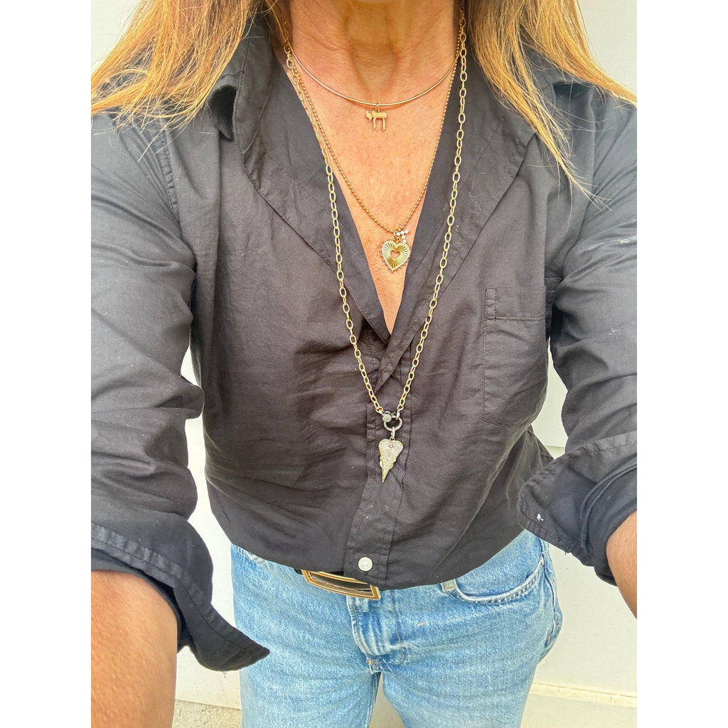 Gold Etched Chain with Diamond Clasp