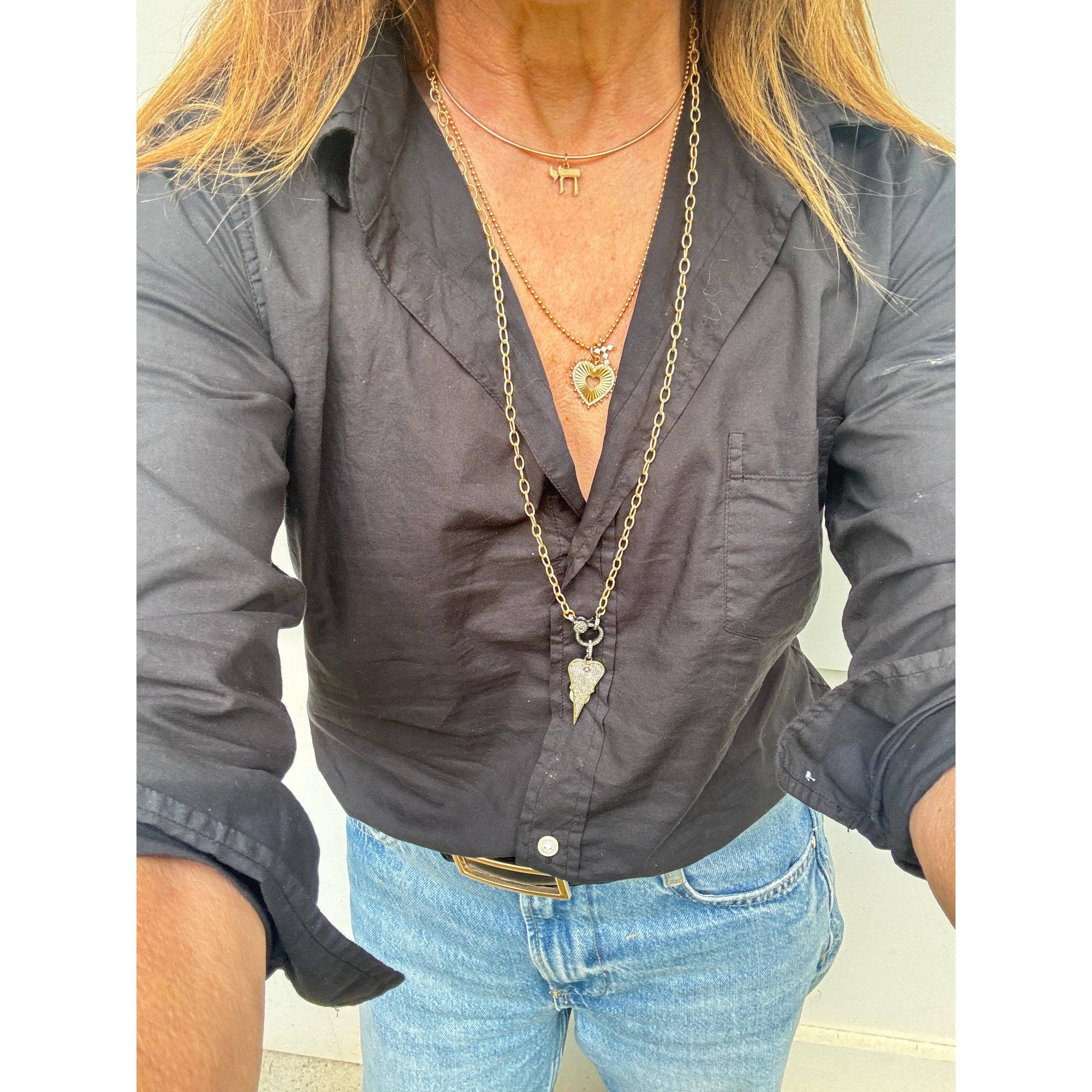 Gold Etched Chain with Diamond Clasp
