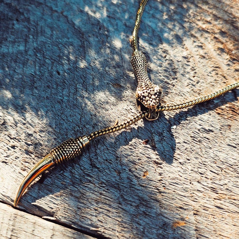 Brass Chain Serpent Necklace - Long