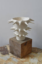 Handmade Spikes White Ceramic Flower Vase V