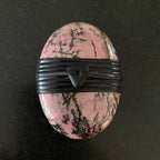 Rhodonite Palm Stone Wrapped With Sea Glass Bead