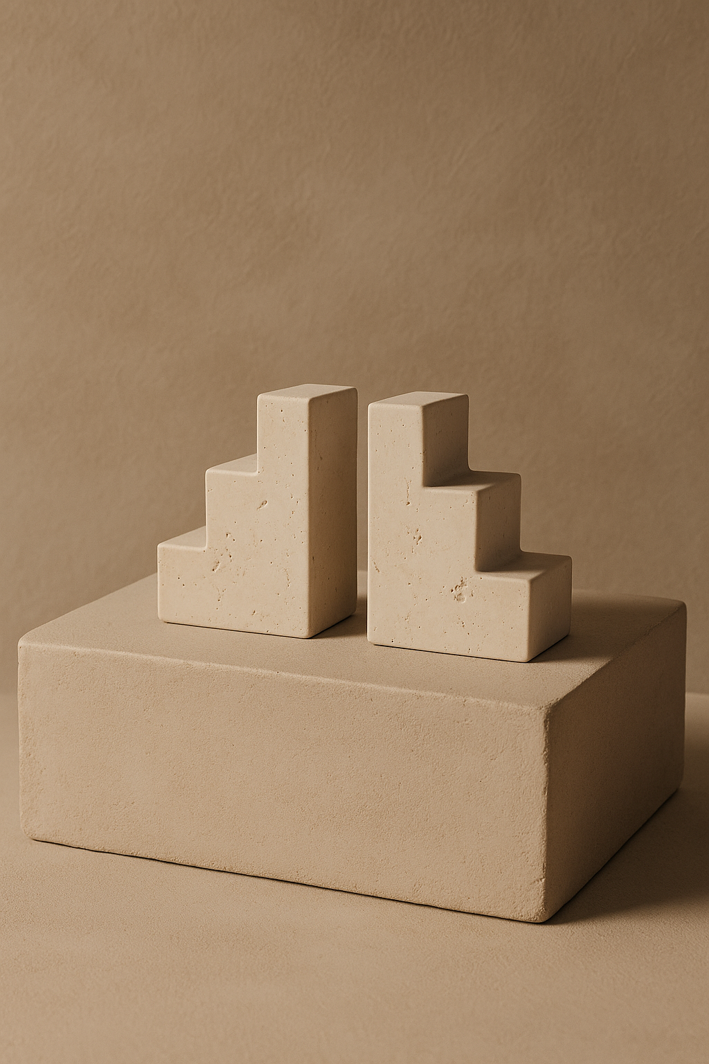 Travertine Stair Cube Bookend Set of 2