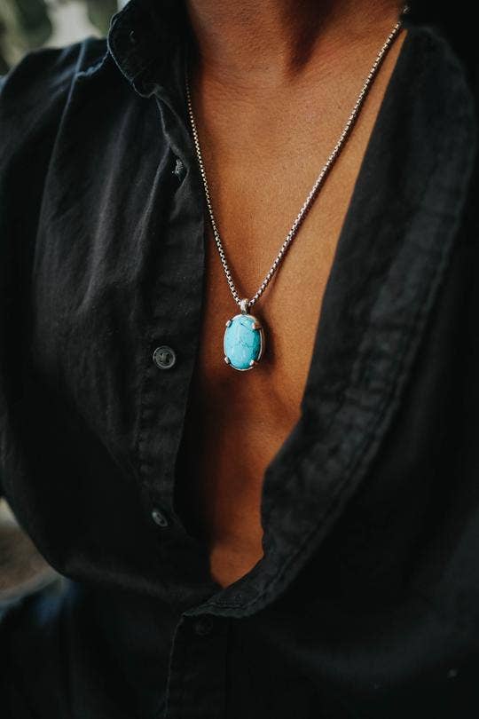 Sterling Silver Turquoise Stone Necklace