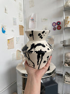 Handmade Rock Decorative Ceramic Vase I - Black & White