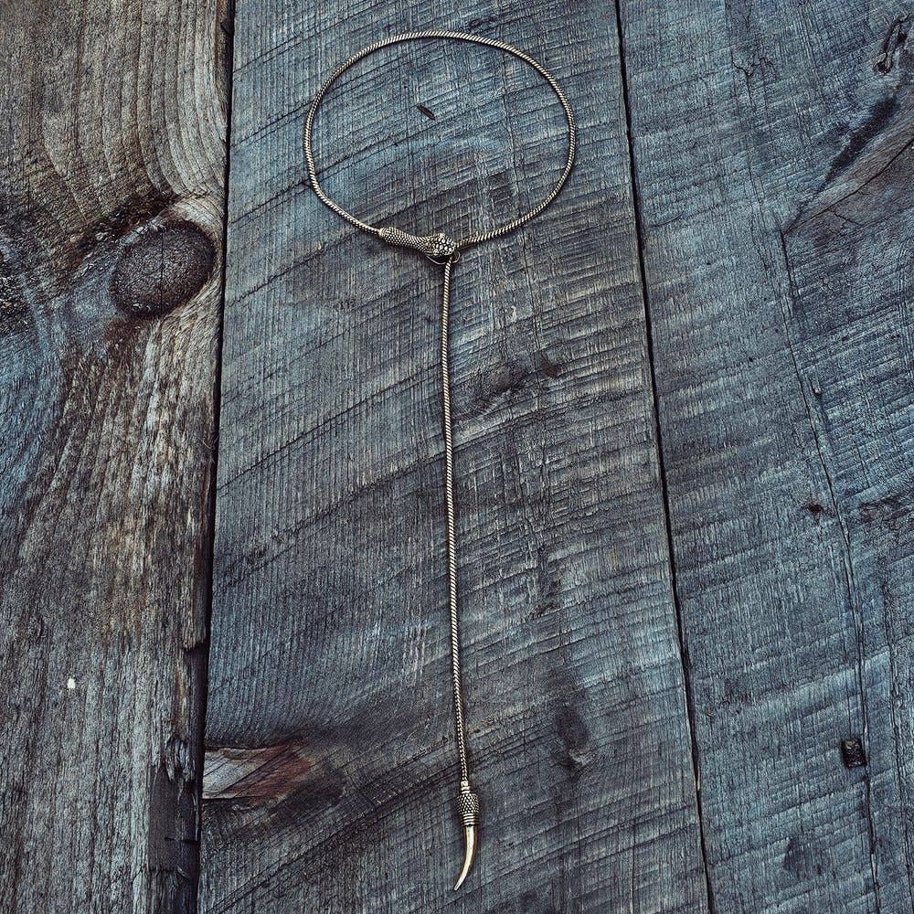 Brass Chain Serpent Necklace - Long