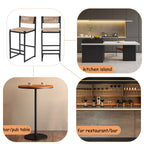 2-Piece Counter Bar Stools Woven Paper Rope Seat& Footrest